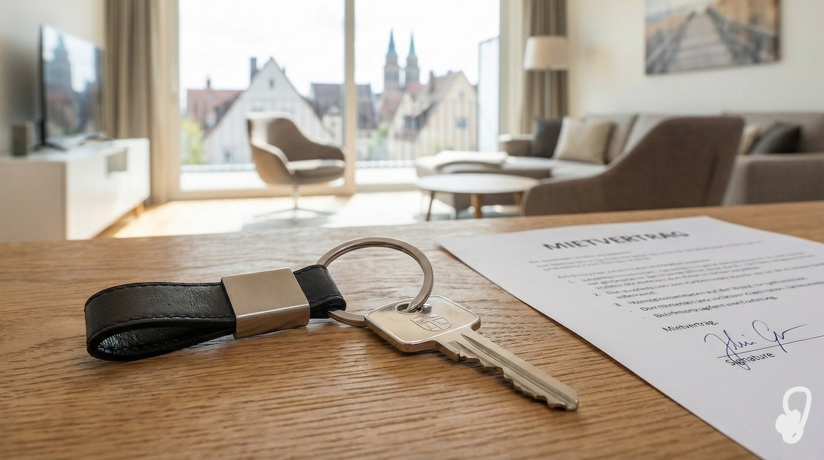 Sichere Neuvermietung in Nürnberg: Schlüsselübergabe und Mietvertrag als Schutz vor Mietnomaden.