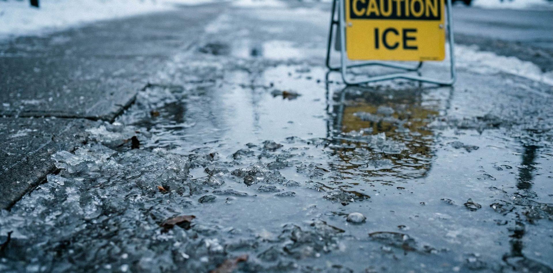 Vereister Gehweg im Winter - Haftungsrisiko bei Glättesturz für Vermieter