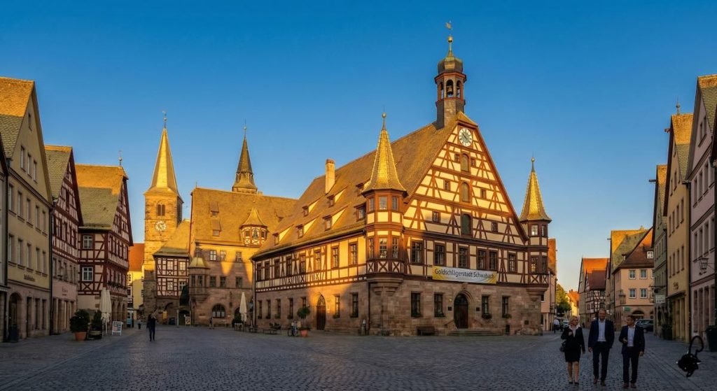 Fachgerechter Immobilienverkauf in Schwabach durch Maderer Immobilien vor der historischen Rathaus-Kulisse.