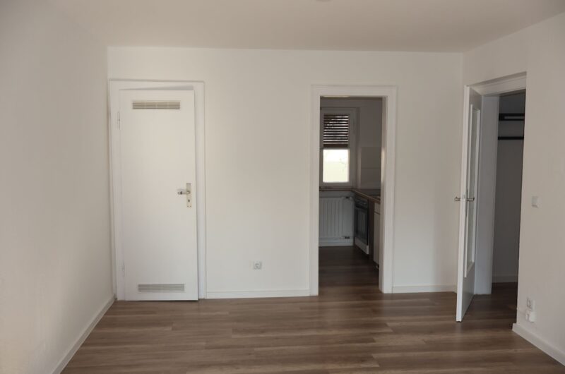 Blick durch das sanierte 1-Zimmer-Apartment in Nürnberg mit Fokus auf die hellen Räume.