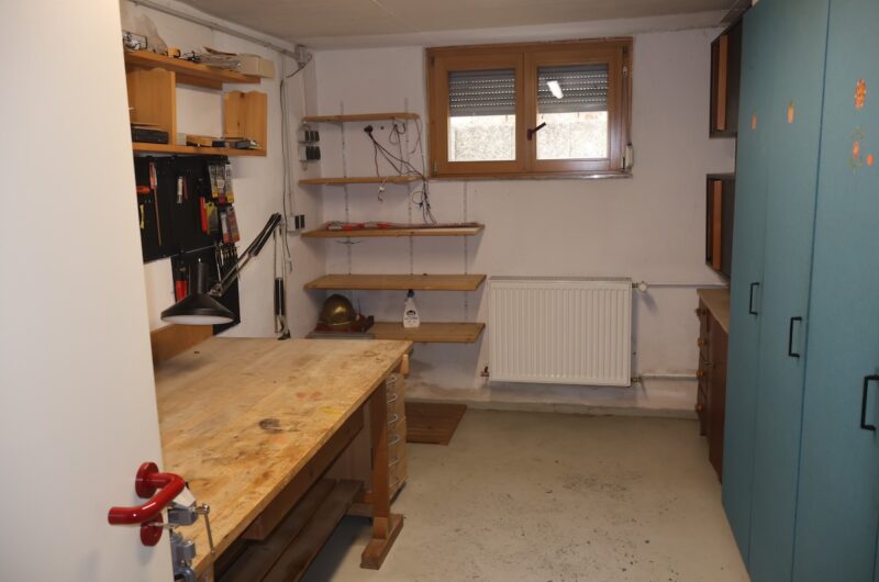 Geräumiger Hobbyraum und Werkstattbereich im teilunterkellerten Untergeschoss.