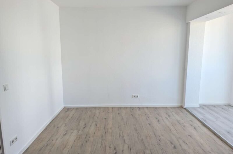 Helles, frisch saniertes Wohnzimmer der 1-Zimmer-Wohnung in Nürnberg Maxfeld mit neuem Laminat.