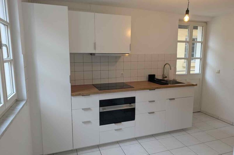 Voll ausgestattete Küche in der Schwabacher Altstadtwohnung für gesunde Mahlzeiten nach dem Golf-Turnier – Maderer Immobilien.